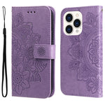 7-petal Flowers Embossing Leather Case, For iPhone 14, For iPhone 14 Plus, For iPhone 14 Pro, For iPhone 14 Pro Max