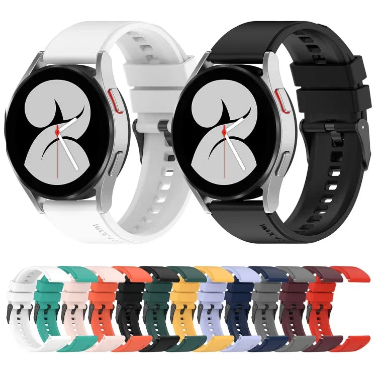 20mm Black Buckle Step Silicone Watch Band, For Samsung Galaxy Watch 5 40mm, For Samsung Galaxy Watch 5 44mm, For Samsung Galaxy Watch 5 Pro 45mm