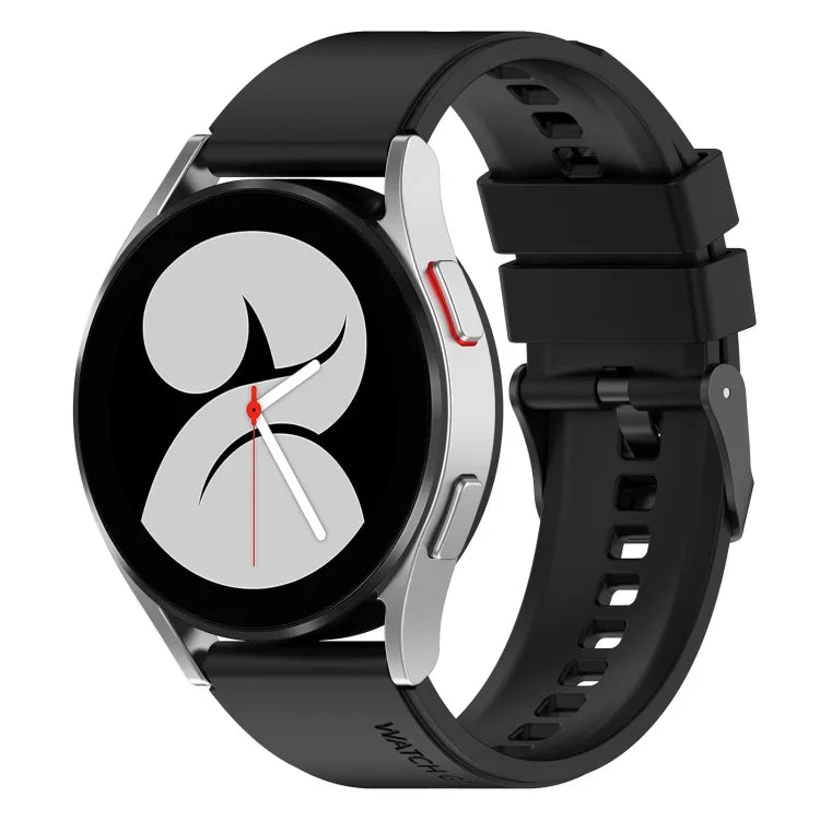 20mm Black Buckle Step Silicone Watch Band, For Samsung Galaxy Watch 5 40mm, For Samsung Galaxy Watch 5 44mm, For Samsung Galaxy Watch 5 Pro 45mm