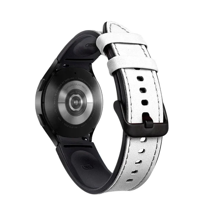 Silicone + Leather Black Buckle Watch Band, For Samsung Galaxy Watch5 Pro 45mm/5 44mm/5 40mm