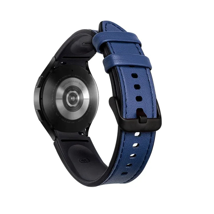 Silicone + Leather Black Buckle Watch Band, For Samsung Galaxy Watch5 Pro 45mm/5 44mm/5 40mm
