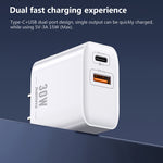 REMAX RP-U82 30W USB+USB-C/Type-C Dual Interface Fast Charger, CN Plug, UK Plug, US Plug