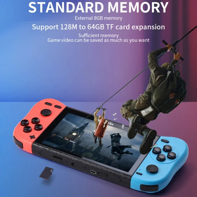 X50 Max 5.1 inch Screen Handheld Game Console for Double Player with 6000+ Games, X50 Max / Black, X50 Max / Red+Blue