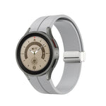 Folding Silver Buckle Silicone Watch Band, For Samsung Galaxy Watch5 40&44mm / Pro 45mm
