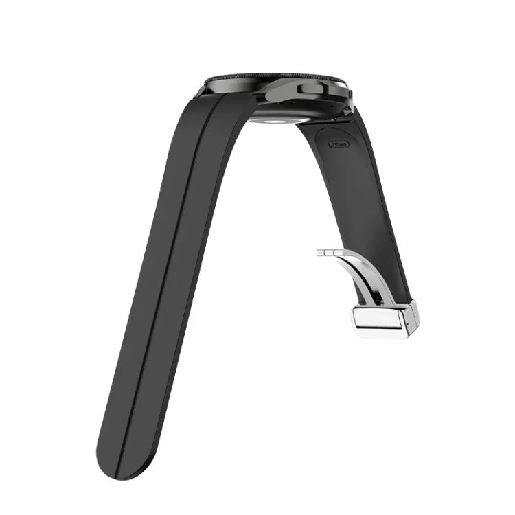 Folding Silver Buckle Silicone Watch Band, For Samsung Galaxy Watch5 40&44mm / Pro 45mm