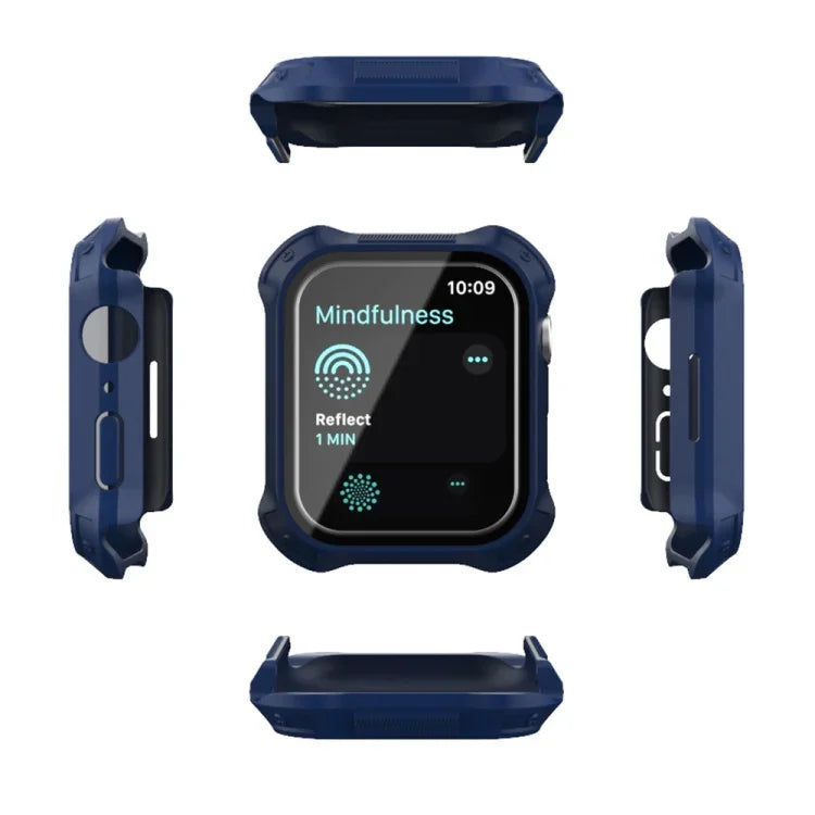 2 in 1 Frosted PC Frame + Screen Tempered Glass Film Protective Case, For Apple Watch Series 9 / 8 / 7 45mm, For Apple Watch Series 9 / 8 / 7 41mm