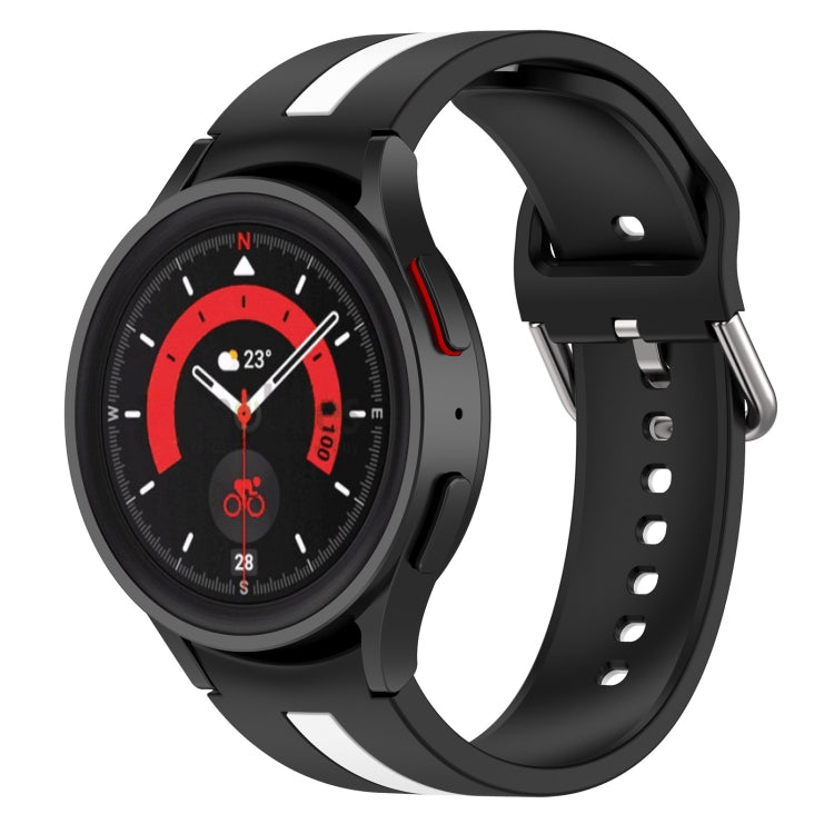 Two-color Stripe Silicone Watch Band, For Samsung Galaxy Watch5 / Watch5 Pro