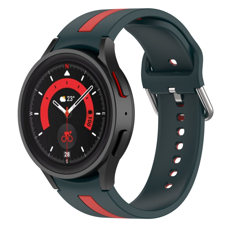Two-color Stripe Silicone Watch Band, For Samsung Galaxy Watch5 / Watch5 Pro