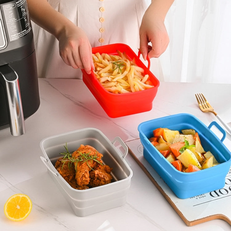 Rectangular Double Pull Basket Foldable Silicone Air Fryer Baking Pan