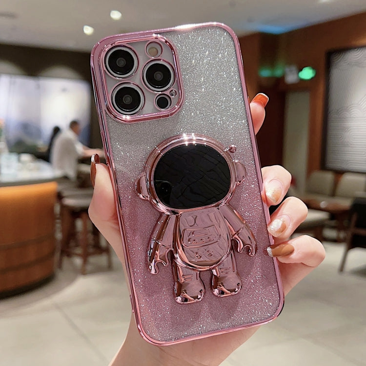 Astronaut Holder Gradient Glitter Powder Phone Case, For iPhone 11 Pro Max