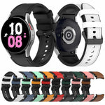 For Samsung Galaxy Watch5 44mm / 40mm Silicone Leather Black Buckle Watch Band, S, L