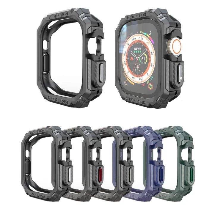 TPU + PC Carbon Fiber Shockproof Case For Apple Watch, Ultra 3 / 2 / 1 49mm