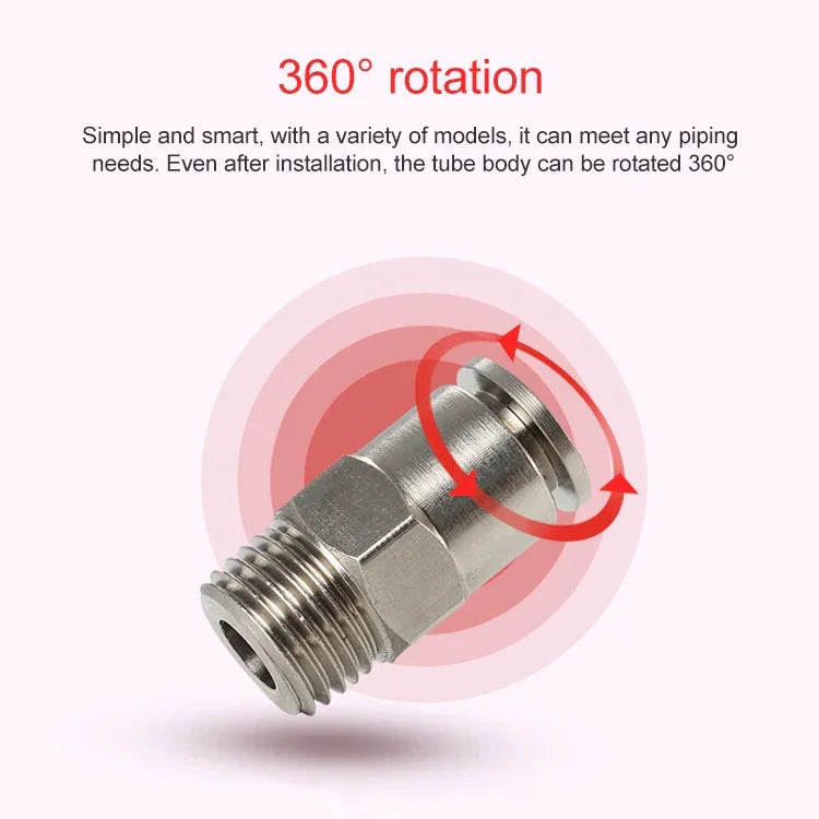 LAIZE Nickel Plated Copper Male Thread Straight Pneumatic Quick Connector, PC4-01, PC4-02, PC4-M5, PC6-01, PC6-02, PC6-03, PC6-04, PC6-M5, PC8-01, PC8-02, PC8-03, PC8-04, PC10-01, PC10-02, PC10-03, PC10-04, PC12-01, PC12-02, PC12-03, PC12-04, PC14-02  ...