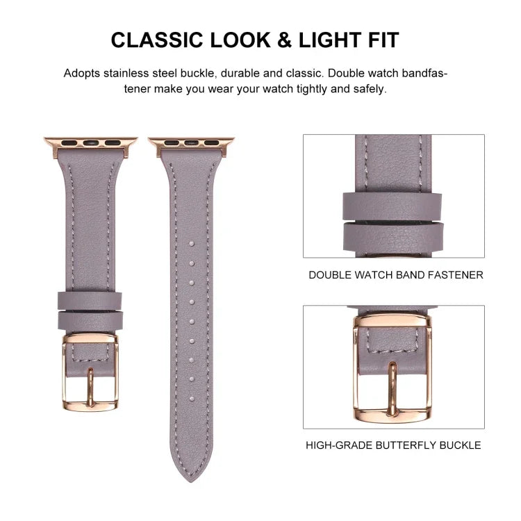 Genuine Leather Breathable Watch Band For Apple Watch, Series 8&7 45mm / SE 2&6&SE&5&4 44mm / 3&2&1 42mm, Series 8&7 41mm / SE 2&6&SE&5&4 40mm / 3&2&1 38mm