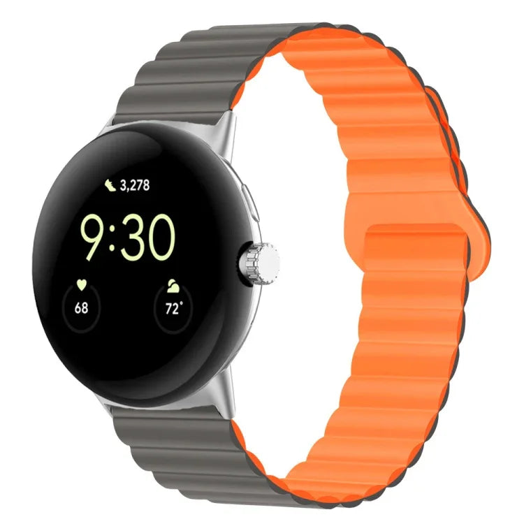 Reverse Buckle Magnetic Silicone Watch Band, For Google Pixel Watch 4 / 3 / 2 / 1 41mm