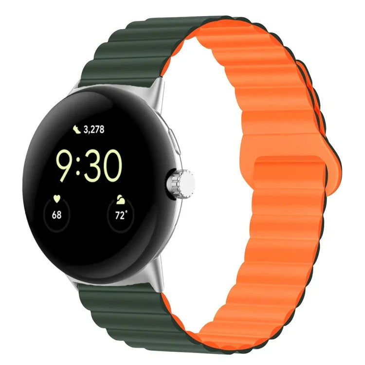 Reverse Buckle Magnetic Silicone Watch Band, For Google Pixel Watch 4 / 3 / 2 / 1 41mm