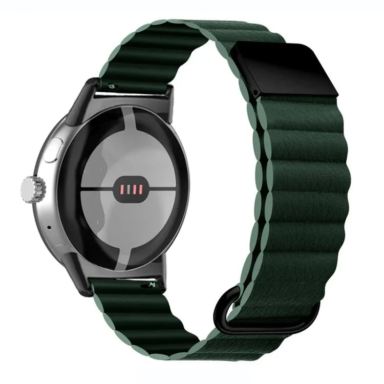Reverse Buckle Magnetic Genuine Leather Watch Band, For Google Pixel Watch 4 / 3 / 2 / 1 41mm