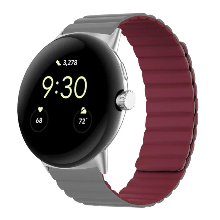 Two-section Magnetic Silicone Watch Band, For Google Pixel Watch 4 / 3 / 2 / 1 41mm