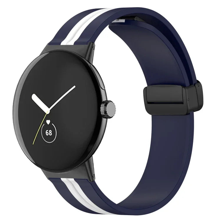 Two-color Folding Buckle Silicone Watch Band, For Google Pixel Watch 4 / 3 / 2 / 1 41mm