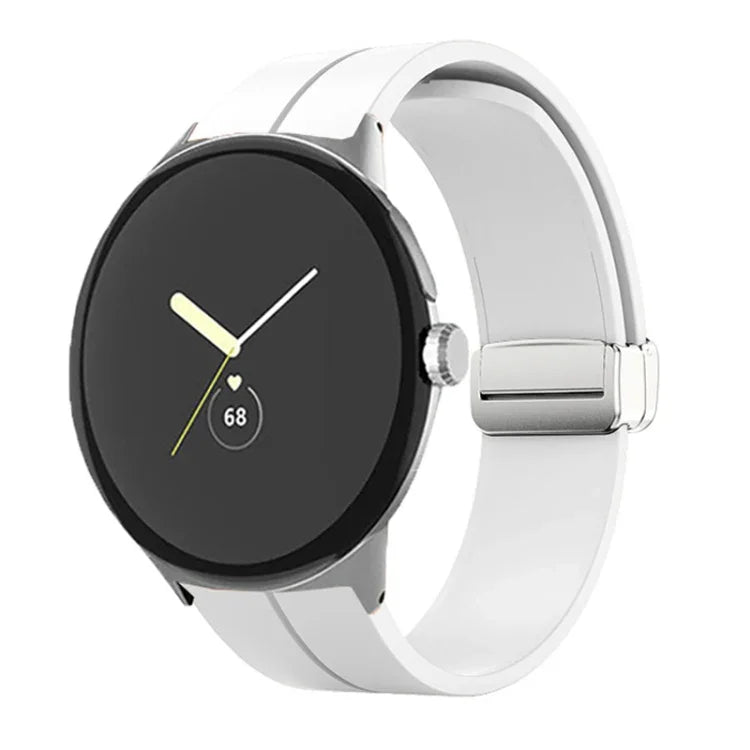 Solid-color Folding Buckle Silicone Watch Band, For Google Pixel Watch 4 / 3 / 2 / 1 41mm