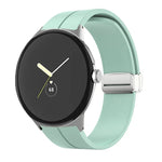 Solid-color Folding Buckle Silicone Watch Band, For Google Pixel Watch 4 / 3 / 2 / 1 41mm