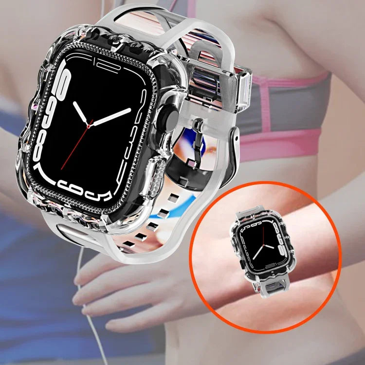 TPU Integrated Case Watch Band, For Apple Watch Series 9&8&7 41mm/SE2025&SE 2&6&SE&5&4 40mm, For Apple Watch Series 9&8&7 45mm/SE2025&SE 2&6&SE&5&4 44mm