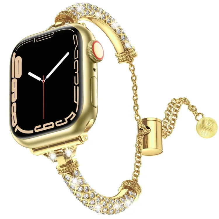 Full Diamond Metal Bracelet Watch Band, For Apple Watch Series 8&7 45mm / SE 2&6&SE&5&4 44mm, For Apple Watch Series 8&7 41mm / SE 2&6&SE&5&4 40mm