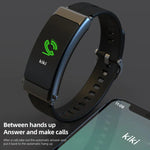 K50+ 0.96 inch Leather Band Earphone Detachable Life Waterproof Smart Watch Support Bluetooth Call, Leather Band (Black)