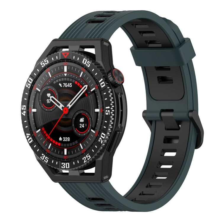 22mm Two-color Stripe Silicone Watch Band, For Huawei Watch GT 3 SE
