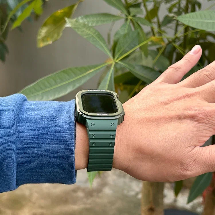 Silicone Integrated Frame Watch Band, For Apple Watch Series 8&7 41mm / SE 2&6&SE&5&4 40mm, For Apple Watch Ultra 49mm, For Apple Watch Series 8&7 45mm / SE 2&6&SE&5&4 44mm