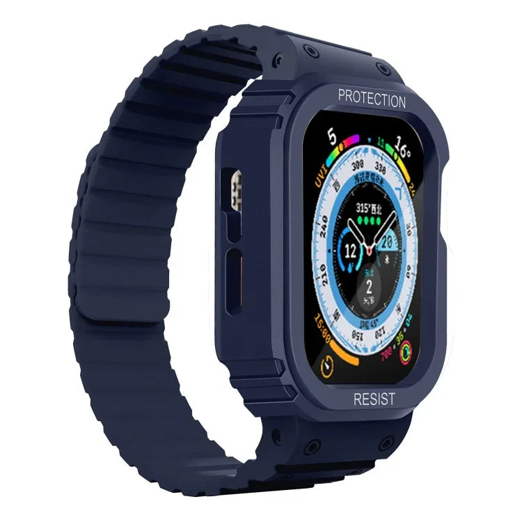Silicone Integrated Frame Watch Band, For Apple Watch Series 8&7 41mm / SE 2&6&SE&5&4 40mm, For Apple Watch Ultra 49mm, For Apple Watch Series 8&7 45mm / SE 2&6&SE&5&4 44mm