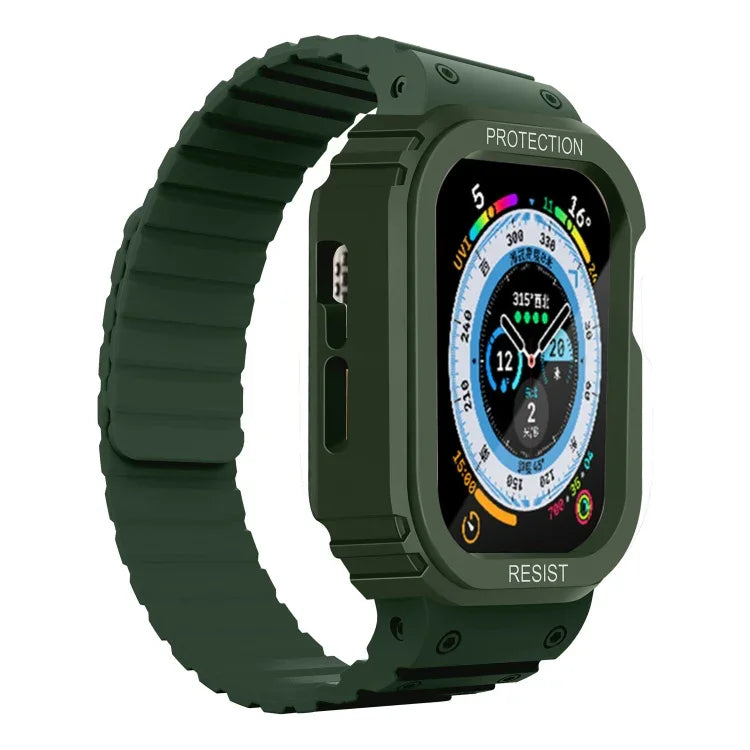 Silicone Integrated Frame Watch Band, For Apple Watch Series 8&7 41mm / SE 2&6&SE&5&4 40mm, For Apple Watch Ultra 49mm, For Apple Watch Series 8&7 45mm / SE 2&6&SE&5&4 44mm
