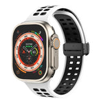 Magnetic Fold Clasp Square Holes Silicone Watch Band, For Apple Watch Series 8&7 45mm, For Apple Watch Series 8&7 41mm