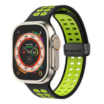 Magnetic Fold Clasp Square Holes Silicone Watch Band, For Apple Watch Series 8&7 45mm, For Apple Watch Series 8&7 41mm