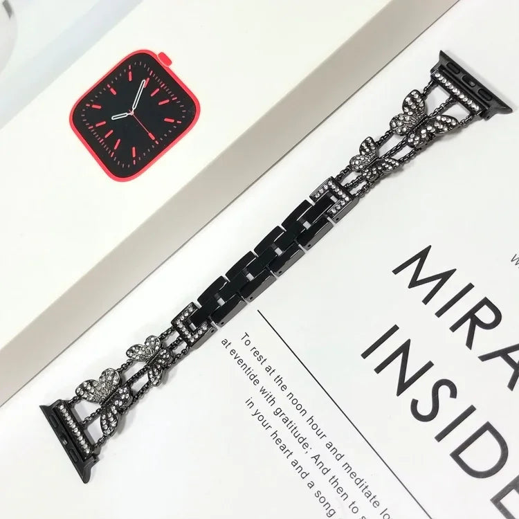 Butterfly Metal Diamond Watch Band, For Apple Watch Series 8&7 45mm, For Apple Watch Series 8&7 41mm