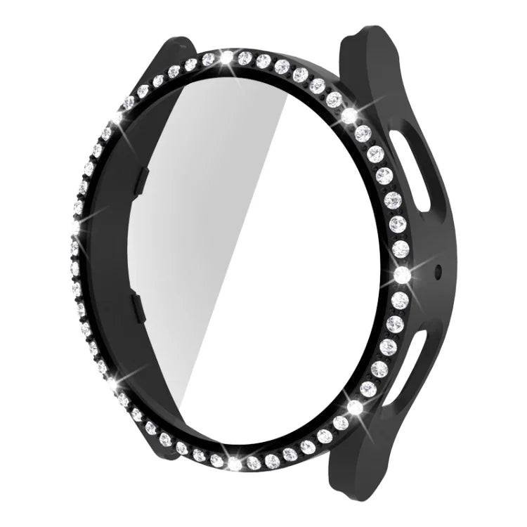 Single Row Diamond PC + Tempered Glass Watch Case, For Samsung Galaxy Watch5 44mm