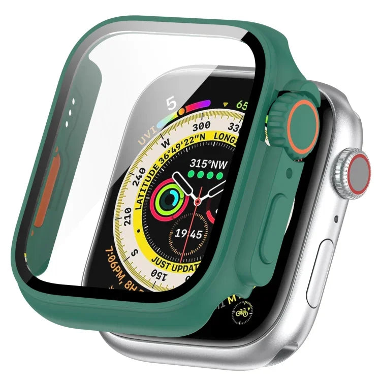 Tempered Film + PC Integrated Watch Protective Case, For Apple Watch Series SE 2 / 6 / SE / 5 / 4 40mm, For Apple Watch Series 9 / 8 / 7 41mm, For Apple Watch Series SE 2 / 6 / SE / 5 / 4 44mm, For Apple Watch Series 9 / 8 / 7 45mm