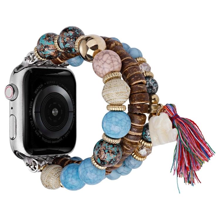 Beads Elephant Pendant Watch Band, For Apple Watch Series 10 46mm, For Apple Watch Series 10 42mm, For Apple Watch SE 2023 44mm, For Apple Watch SE 2023 40mm, For Apple Watch Ultra 2 49mm, For Apple Watch 9 45mm, For Apple Watch 9 41mm                 ...