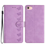 Seven Butterflies Embossed Leather Phone Case, For iPhone 16e / 17e, For iPhone 17 Pro Max, For iPhone 17 Pro, For iPhone 17, For iPhone Air, For iPhone 16 Pro Max, For iPhone 16 Pro, For iPhone 16 Plus