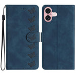 Seven Butterflies Embossed Leather Phone Case, For iPhone 16e / 17e, For iPhone 17 Pro Max, For iPhone 17 Pro, For iPhone 17, For iPhone Air, For iPhone 16 Pro Max, For iPhone 16 Pro, For iPhone 16 Plus