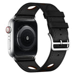Leather Three Holes Replacement Strap Watchband, For Apple Watch Series 8&7 41mm / SE 2&6&SE&5&4 40mm / 3&2&1 38mm, For Apple Watch Series 7 45mm / 6 & SE & 5 & 4 44mm / 3 & 2 & 1 42mm, For Apple Watch Series 7 41mm / 6 & SE & 5 & 4 40mm / 3 & 2 & 1 38...