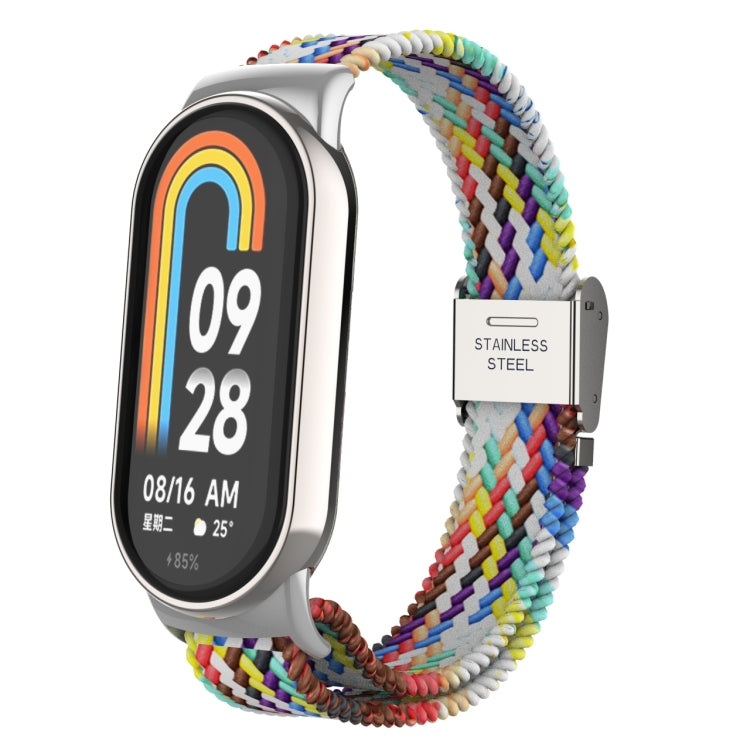 Metal Head + Adjustable Nylon Braided Steel Buckle Watch Band, For Xiaomi Mi Band 8