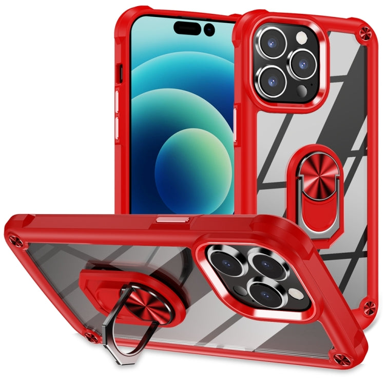 TPU + PC Lens Protection Phone Case with Ring Holder, For iPhone 17e / 16e, For iPhone 17 Pro Max, For iPhone 17, For iPhone Air, For iPhone 16 Pro Max, For iPhone 16 Pro, For iPhone 16 Plus, For iPhone 16, For iPhone 15 Pro Max