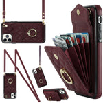Rhombic Texture Card Bag Phone Case with Long Lanyard, For iPhone 11 Pro Max, For iPhone 11, For iPhone 11 Pro, For iPhone XR, For iPhone XS Max