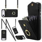 Rhombic Texture Card Bag Phone Case with Long Lanyard, For iPhone 17e / 16e, For iPhone 17 Pro Max, For iPhone 17 Pro, For iPhone 17, For iPhone Air, For iPhone 15 Pro Max