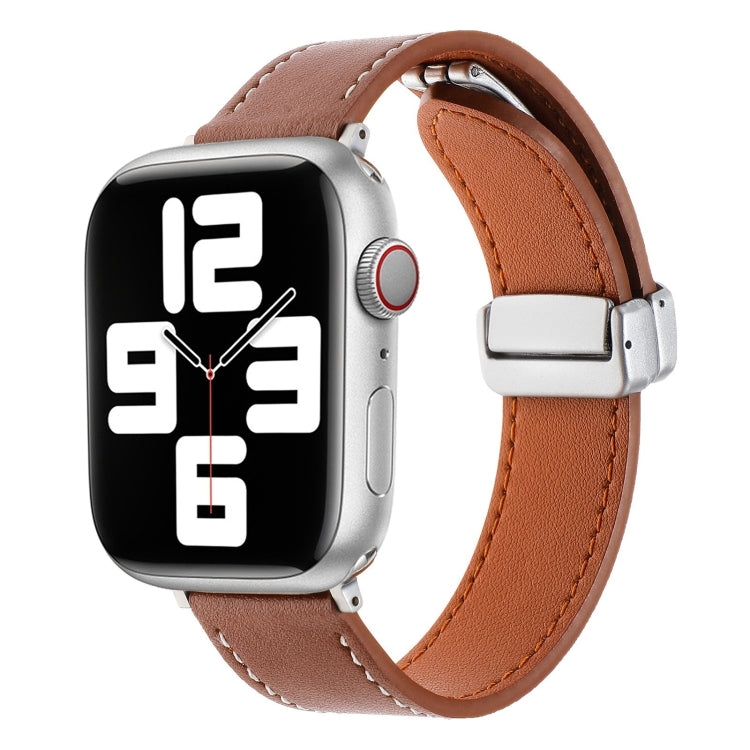 Magnetic Buckle Skin Feel Leather Watch Band, For Apple Watch Serie 8 41mm, For Apple Watch Serie 8 45mm, For Apple Watch SE 40mm, For Apple Watch SE 44mm, For Apple Watch Serie 7 41mm, For Apple Watch Serie 7 45mm