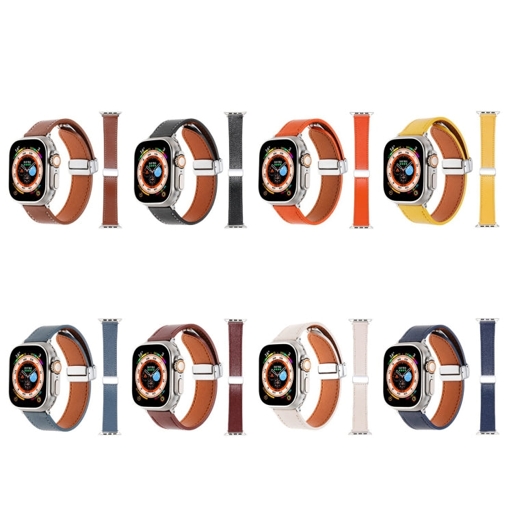 Magnetic Buckle Skin Feel Leather Watch Band, For Apple Watch Serie 6 40mm, For Apple Watch Serie 6 44mm, For Apple Watch Serie 5 44mm, For Apple Watch Serie 5 40mm, For Apple Watch Serie 4 44mm, For Apple Watch Serie 4 40mm