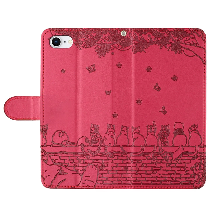 Cat Embossing Pattern Leather Phone Case with Lanyard, For iPhone 16e / 17e, For iPhone 17 Pro Max, For iPhone 17 Pro, For iPhone 17, For iPhone Air, For iPhone 16 Pro Max, For iPhone 16 Pro, For iPhone 16 Plus, For iPhone 16