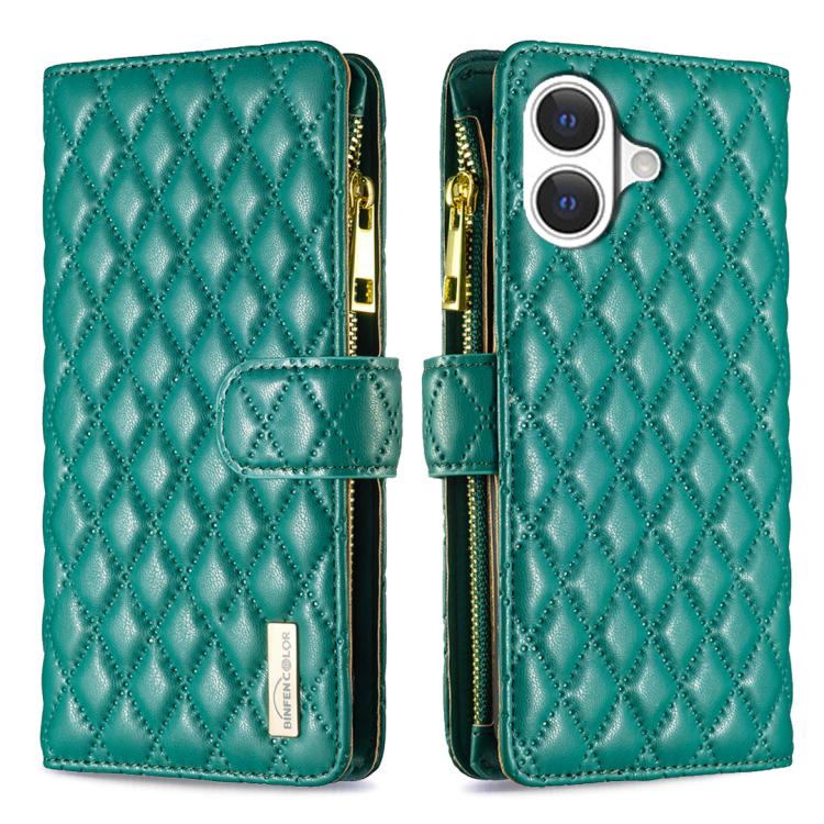 Diamond Lattice Zipper Wallet Leather Flip Phone Case, For iPhone 18 Pro/17 Pro, For iPhone 18 Pro Max/17 Pro Max, For iPhone 17, For iPhone 17 Air, For iPhone 16 Pro Max, For iPhone 16 Pro, For iPhone 16 Plus, For iPhone 16