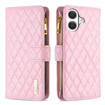 Diamond Lattice Zipper Wallet Leather Flip Phone Case, For iPhone 17 Pro Max, For iPhone 17 Pro, For iPhone 17, For iPhone Air, For iPhone 16 Pro Max, For iPhone 16 Pro, For iPhone 16 Plus, For iPhone 16